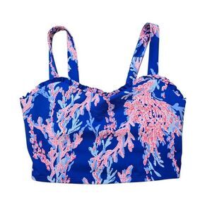 Lilly Pulitzer Luxletic Zahara Sports Bra Women's Large Blue Wireless Pullover
